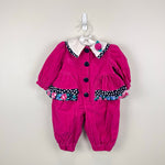 Load image into Gallery viewer, Vintage Pink Polka Dot Ruffle Floral Jumpsuit 12 Months
