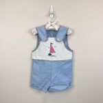Load image into Gallery viewer, Vintage Blue Sailboat Shortall Romper 24 Months
