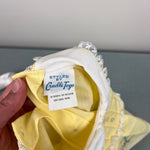 Load image into Gallery viewer, Vintage Cradle Togs Embroidered Cat Yellow Dress Diaper Set Lace Ruffle Small NWOT
