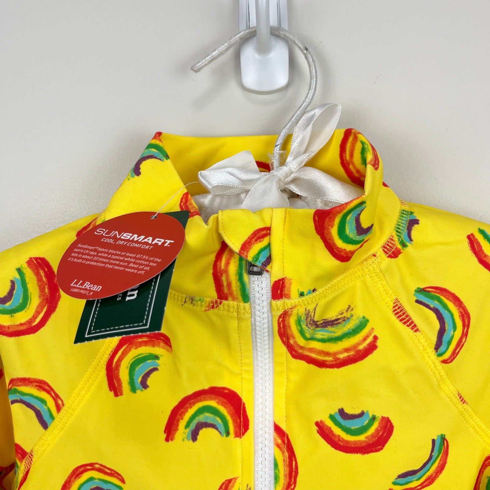 L.L. Bean Toddlers' Sun-and-Surf Bodysuit Yellow Rainbow 3T NWT