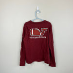 Load image into Gallery viewer, Vineyard Vines Boys' Textured Football Whale Long-Sleeve Pocket T-Shirt Burgundy 7
