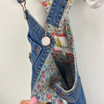 Load image into Gallery viewer, Mini Boden Floral Lined Denim Dungarees 2-3
