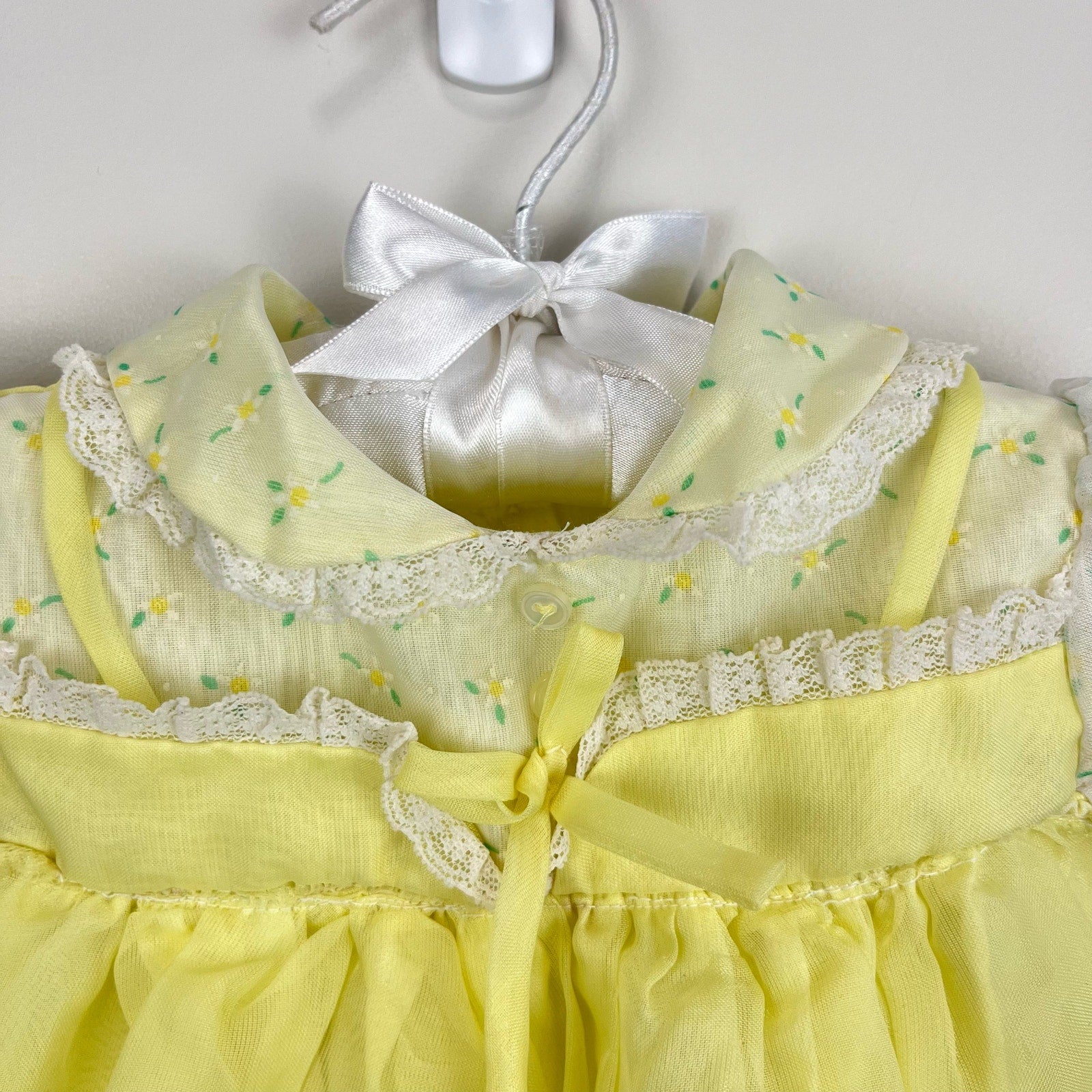 Vintage Yellow Ruffle Lace Daisy Dress 18 Months