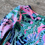 Load image into Gallery viewer, Lilly Pulitzer Girls Sammy Pajama Set Hi Tide Navy Bringing Mermaid Back 2T
