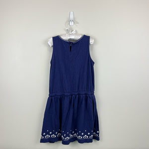 Mini Boden Embroidered Tie Waist Dress Indigo 6-7