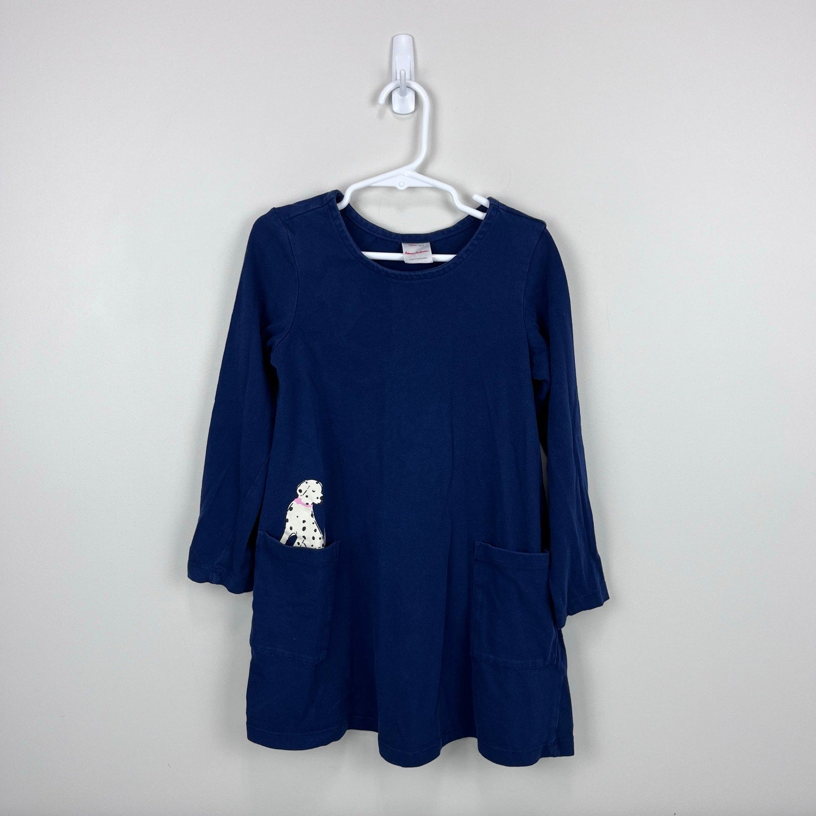 Hanna Andersson Navy Blue Dalmatian Pocket Dress 110 cm 5T