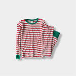 Load image into Gallery viewer, Mini Boden Festive Snug Fit Long John Pajama Set Red White Stripes 9
