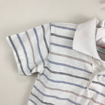 Load image into Gallery viewer, Vintage Healthtex Short Sleeve White Striped Polo Shirt 4T USA
