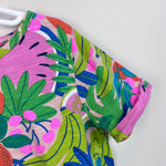 Load image into Gallery viewer, Mini Boden Tie Front T-Shirt Multi Tropical Fruit 8-9

