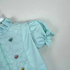 Vintage Green Blue Ruffle Jumpsuit 3-6 Months