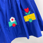 Load image into Gallery viewer, Vintage Blue Applique Flower Pinafore Dress Set Baby Girl
