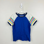 Load image into Gallery viewer, Mini Boden Colourblock Raglan T-Shirt Brilliant Blue Rainbow 8-9
