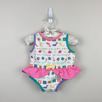 Load image into Gallery viewer, Vintage Gymboree Pastel Ruffle Bow Beach Romper Sun Suit Layette 0-3 Months
