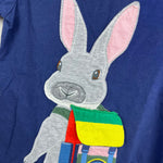 Load image into Gallery viewer, Mini Boden Lift-the-Flap Applique School Bunny T-Shirt Starboard Blue 7-8
