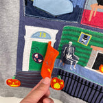 Load image into Gallery viewer, Mini Boden Lift-the-flap Spooky T-shirt Grey Marl Haunted House 6-7
