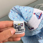 Load image into Gallery viewer, The Bailey Boys Smocked Blue Sailboat Jon Jon Romper 12 Months
