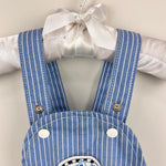 Load image into Gallery viewer, Vintage Carter's Blue Striped Tiger Car Overalls 6 Months USA
