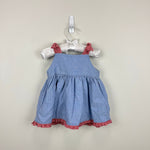 Load image into Gallery viewer, Vintage Girls Chambray Flower Applique Tank Dress 12 Months
