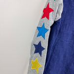 Load image into Gallery viewer, Mini Boden Raglan T-Shirt Starboard Blue Grey Marl Star 7-8
