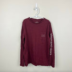 Load image into Gallery viewer, Vineyard Vines Boys' Vintage Whale Long-Sleeve Pocket T-Shirt Burgundy S 8-10
