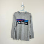 Load image into Gallery viewer, Patagonia Boys' Long-Sleeved Capeline Cool Daily T-Shirt Logo Drifter Grey S 7-8
