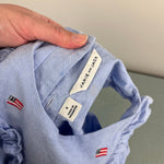 Load image into Gallery viewer, Janie and Jack Embroidered Flag Ruffle Romper Ocean Air Blue 6
