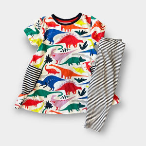 Mini Boden Dinosaur Tunic Dress & Leggings Set 7-8