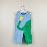 Load image into Gallery viewer, Vintage Blue Elephant Applique Longall Romper 12 Months
