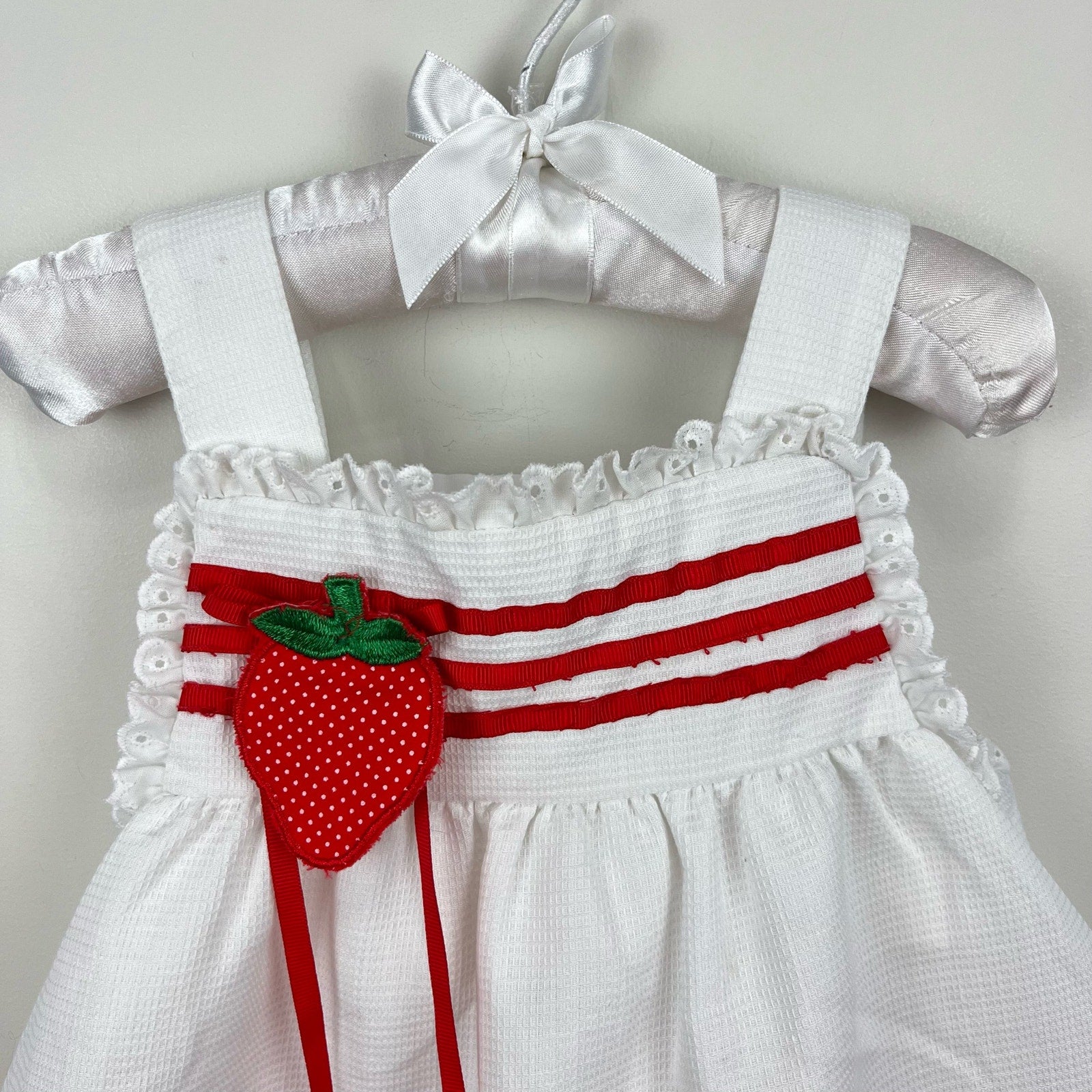 Vintage Little Bitty White Strawberry Dress 2T USA