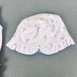 Load image into Gallery viewer, Magnolia Baby Ruffle Bubble Romper &amp; Sun Hat Paris Print 6 Months
