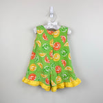 Load image into Gallery viewer, KHQ Sportswear Green Ruffle Citrus Fruit Shortall Romper 2T
