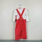 Load image into Gallery viewer, Vintage Carter's Red Ruffle Lace Overalls Set 24 Months USA

