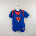 Load image into Gallery viewer, Vintage Mighty-Mac Knicks Basketball Romper Set Blue Orange 12 Months
