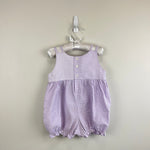 Load image into Gallery viewer, Vintage Y2K Carter's Purple Seersucker Stripe Flower Romper 18 Months
