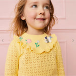 Load image into Gallery viewer, Mini Boden Pointelle Knit Sweater Top Soft Lemon 8-9 NWOT
