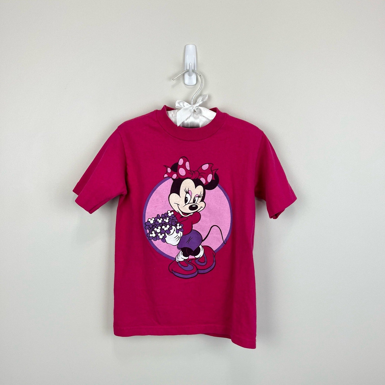 Vintage Disney Designs Pink Minnie Mouse Tee Shirt Small 6-8 USA