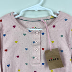Load image into Gallery viewer, Mini Boden Henley Pointelle Top Provence Pink Hearts 9-10 NWT

