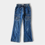 Load image into Gallery viewer, Vintage Y2K Limited Too Bootcut Cargo Tie Waist Blue Jeans 10
