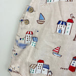 Load image into Gallery viewer, Mayoral Printed Two Piece Dungarees and Sun Hat Set 6-9 Months
