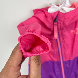 The North Face Girls Flurry Tricolor Wind Jacket Pink 3-6 Months