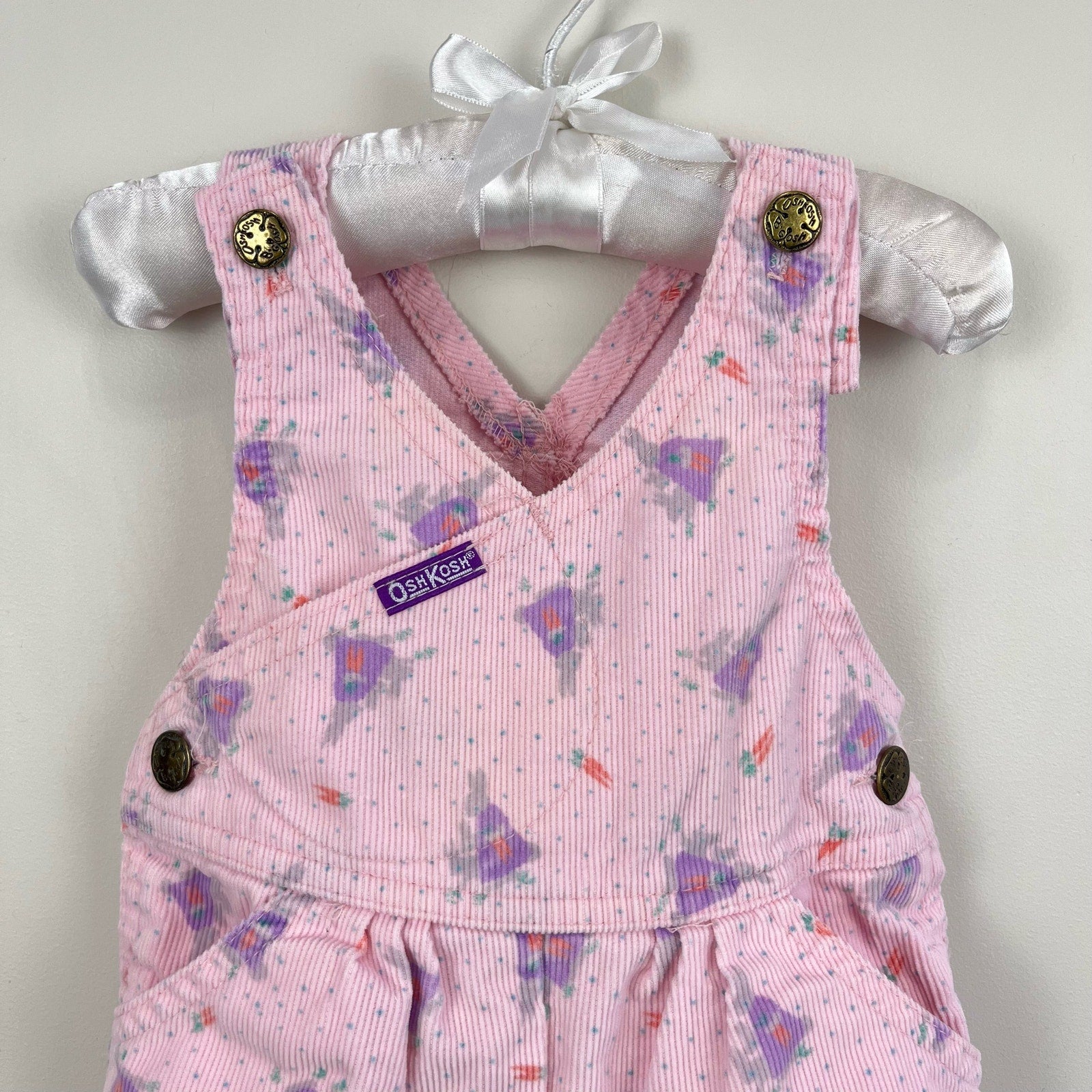 Vintage OshKosh B'gosh Pink Bunny Overalls 6-9 Months USA