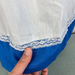 Load image into Gallery viewer, Vintage Hand Smocked by Carousel Blue Pinafore Ruffle Dress 6
