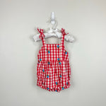 Load image into Gallery viewer, Hanna Andersson Gingham Floral Bubble Romper 70 cm 6-12 Months
