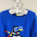 Load image into Gallery viewer, Mini Boden Fuzzy Blue Snowboarding Penguin Sweater 5-6
