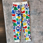 Load image into Gallery viewer, Mini Boden Kids' Pet Print Cotton Joggers Oatmeal Rainbow Pets 7-8 NWT
