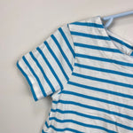 Load image into Gallery viewer, MIni Boden Applique Flamingo Jersey Dress Blue Ivory Stripe 3-4
