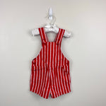 Load image into Gallery viewer, Vintage Happy Kids Red Striped Shortalls 2T
