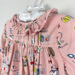 Load image into Gallery viewer, Mini Boden Nostalgic Alphabet Pleated Ruffle Dress Pink 12-18 months
