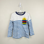 Load image into Gallery viewer, Mini Boden Long Sleeve Breton T-Shirt Ivory/Moroccan Blue Weather 6-7
