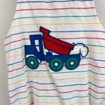 Load image into Gallery viewer, Vintage Healthtex Rainbow Striped Dump Truck Sunsuit Romper 12 Months USA
